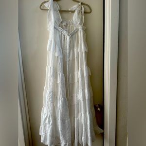 White tiered ruffle dress. New with tags